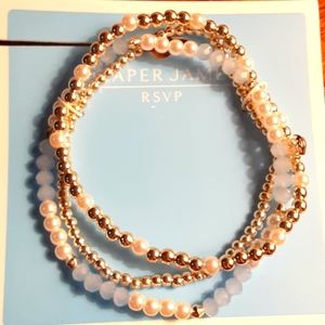 Draper James RSVP white blue and gold Pearl Bracelets / Anklets